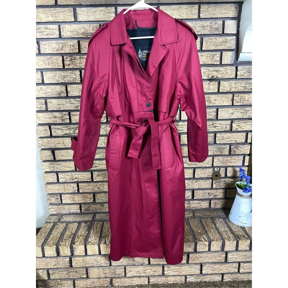 Red London Fog trench coat with Thinsulate